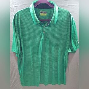 PGA Tour ProSeries Polo Shirt Mens XXL Athletic Fit Green Navy Golf Club Pattern